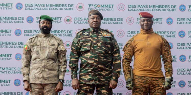 From Left: Colonel Assimi Goita (Mali), General Abdourahmane Tchiani (Niger) And Captain Ibrahim Traore (Burkina Faso). Photo/Courtesy.