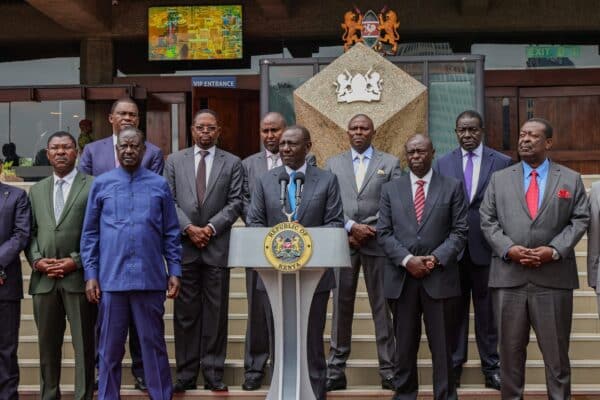 Broad-Based Government Approach And Azimio’s Options President William Ruto And Azimio Leader Raila Odinga After Signing Iebc Bill At Kicc. Photo/Pcs.