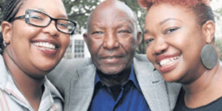 Joe Wanjui With His Twin Daughters. Photo/ Courtesy