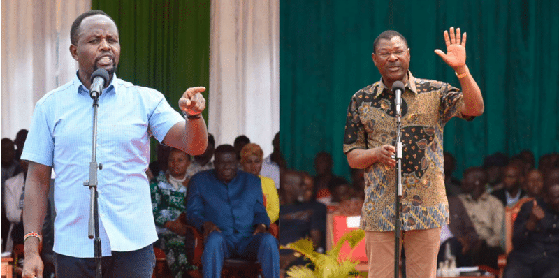Supporters Of Trans Nzoia Governor George Natembeya (Left) And National Assembly Speaker Moses Wetang’ula Clashed At A Burial Ceremony Leading To Chaos. 