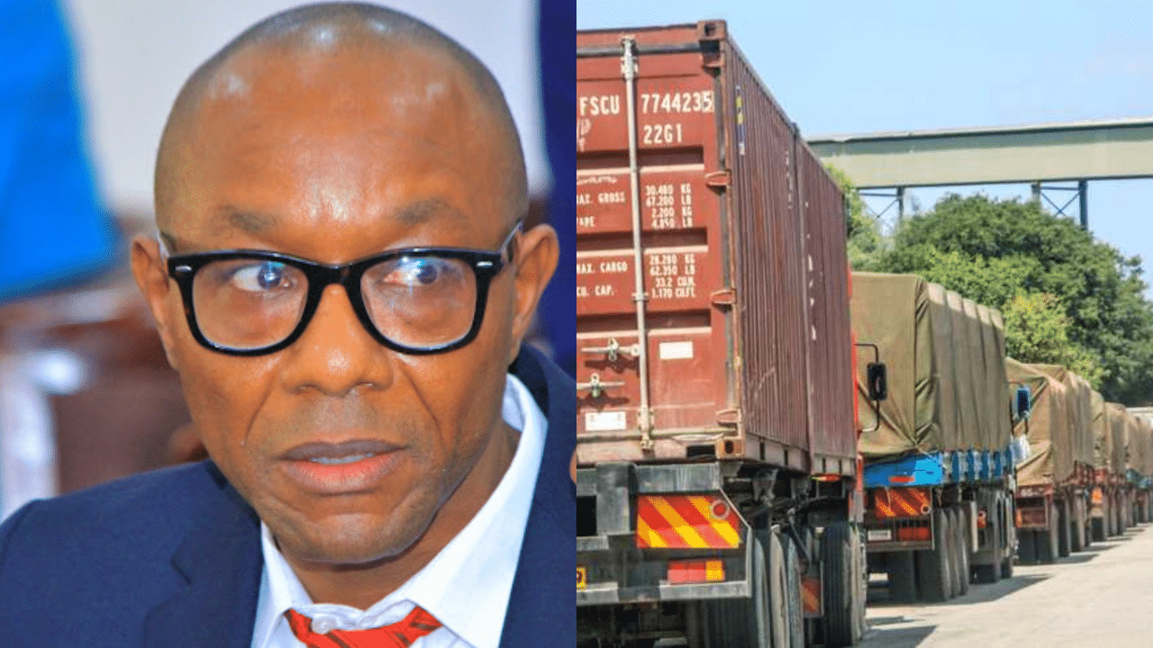 A Side-To-Side Photo Of Kta Chairman Newton Wang'Oo (Left) And Goods Transporter Vehicles (Right). Photo/Courtesy
