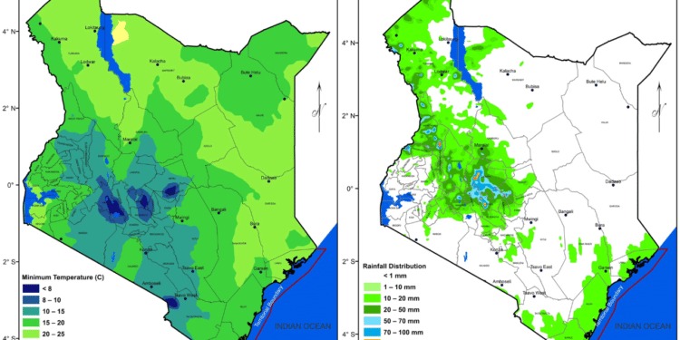 A Side-To-Side Screenshot Of Kenya Meteorological Department Weather Forecast For 15Th To 21St July. Photo/Kenyamet 