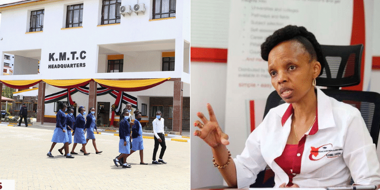 Collage Photo Of Kmtc Headquarters And Kuccps Ceo Dr. Agnes Mercy Wahome During An Interview In Her Office In Upper Hill, Nairobi, On February 19, 2021. Photo/Kanyiri Wahito
