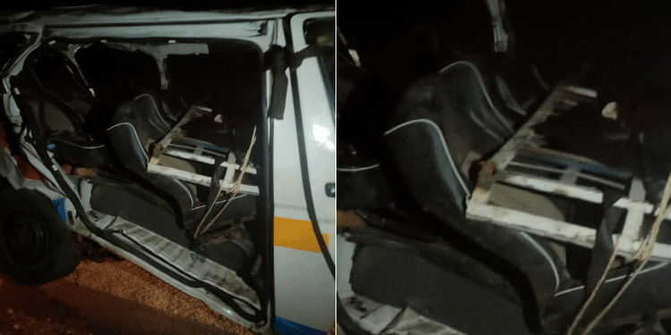 Remains Of The 14-Seater Matatu That Crashed Along Narok-Bomet Road. Photo/Courtesy.