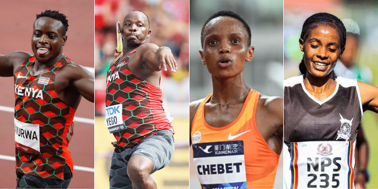 A Photo Of Ferdinand Omnayala (L), Julius Yego, Beatrice Chebet,And Beatrice Chepkoech. Photo/ Courtesy