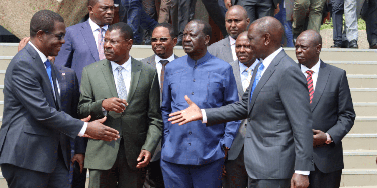 President William Ruto And A Section Of Azimio Leaders At A Past Press Briefing. Photo/The Kenya Times