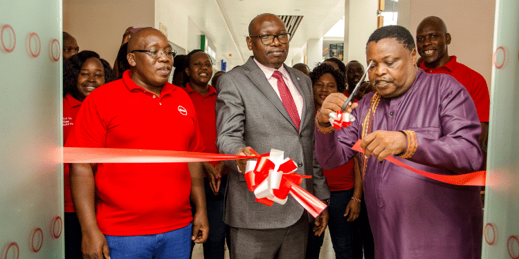 Absa Bank Kenya Rupa Mall Ag. Branch Manager Thomas Chebii, Regional Manager Julius Songok &Amp; Deliverance Church Eldoret Associate Pastor Rev. Meshack Madegwa Cut The Ribbon To Open The Bank'S New Branch At Rupa Mall In Eldoret.photo/Absa