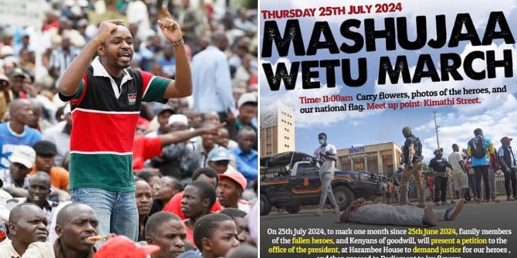 Collage Of Activist Boniface Mwangi &Amp; The &Quot;Mashujaa Wetu&Quot; Parliament March Poster. Photo/Courtesy