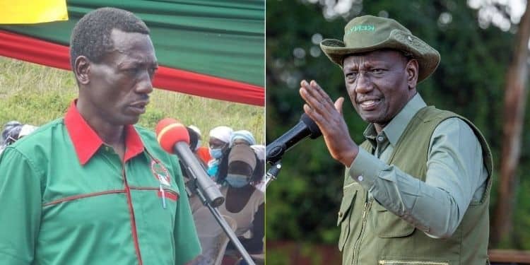 A Side-By-Side Photo Of President William Ruto And Knut Secretary General Collins Oyuu. Photo/Courtesy.