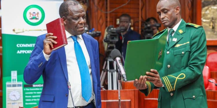 Cs Nominee For Cooperatives And Msme Development Wycliffe Oparanya Takes An Oath Before Facing The Vetting Committee On August 4, 2024. Photo/National Assembly.