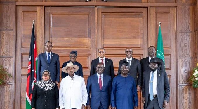 President William Ruto With Presidents And Dignitaries Who Attended The Launch Of Kenya'S Auc Candidature At State House Nairobi. Photo/Courtesy.