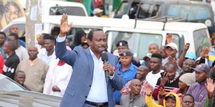 Wiper Leader Kalonzo Musyoka In Thika Town. Photo/ Wiper X.