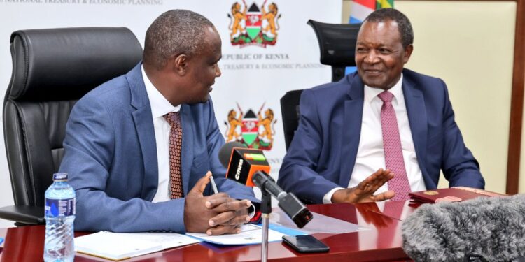 Cs Mbadi Reveals Sections Of Finance Bill 2024 To Return In New Tax Proposals Kuria Former National Treasury Cabinet Secretary (Cs) Prof. Njuguna Ndung’u And The New Cs John Mbadi During The Handing Over Ceremony On August 12, 2024. Photo/National Treasury.