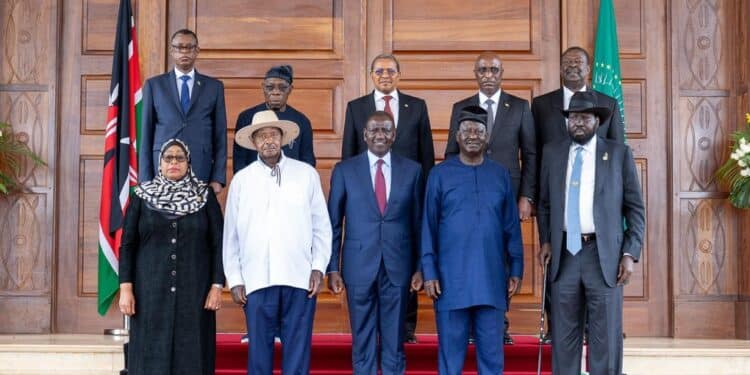 Presidents William Ruto, Samia Suluhu, Yoweri Museveni, And Salva Kiir Are Among The Leaders Attending Raila Odinga'S Auc Bid Launch At State House, Nairobi. Photo/Courtesy.