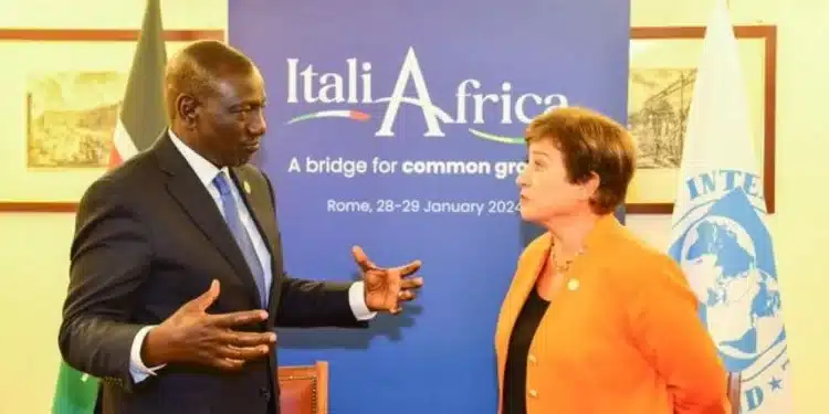President William Ruto Addresses Imf Managing Director Kristalina Georgieva In January 2024.Photo/ Courtesy