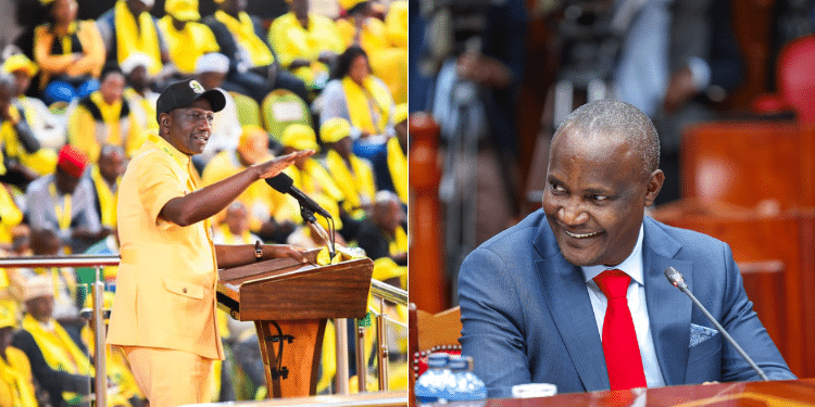 A Side-To-Side Photo Of President William Ruto (Left) And Treasury Cs Nominee John Mbadi.