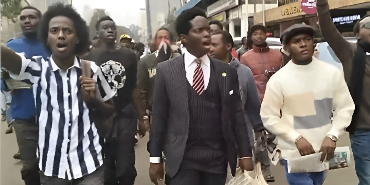 Kasmuel Mcoure Protesting In Nairobi Cbd