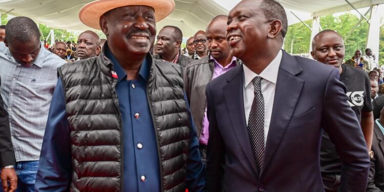 Azimio La Umoja Leader Raila Odinga Meets Kapseret Mp Oscar Sudi During A Funeral In Elgeyo Marakwet On Tuesday, August 13, 2024. Photo/@Oscarkipchumbasudi/Instagram