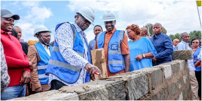 President William Ruto And His Deputy Rigathi Gachagua Laid The Stone For The Building Of Affordable Houses In Nanyuki On January 10, 2024. Photo/ Pcs