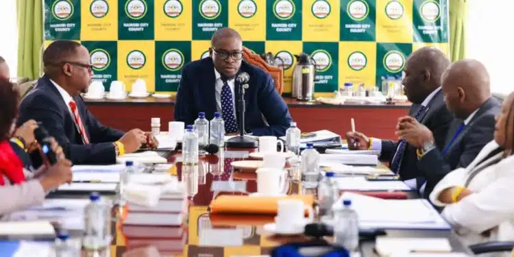 Nairobi Governor Johnson Sakaja Chairs Cabinet Meeting In Nairobi. Photo/ Sakaja