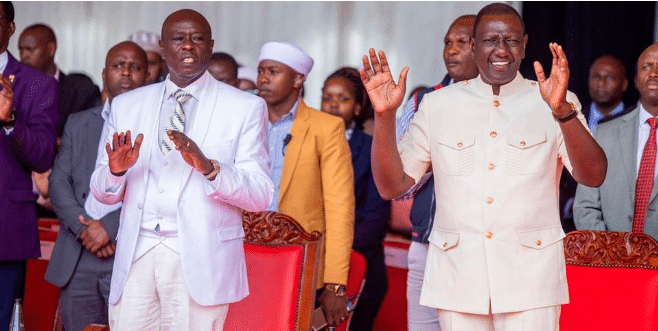 Deputy President Rigathi Gachagua And President William Ruto. Photo/ Pcs