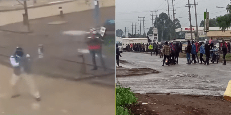 Family Appeals For Help After Teen Shot During ‘Nane Nane’ Protests Ends Up In Icu A Photo Collage Of Masked Me Shooting Live Bullets (Left) And Protesters (Right) During The Nane Nane Protests In Karatina Town, Nyeri Town. Photo/Courtesy.