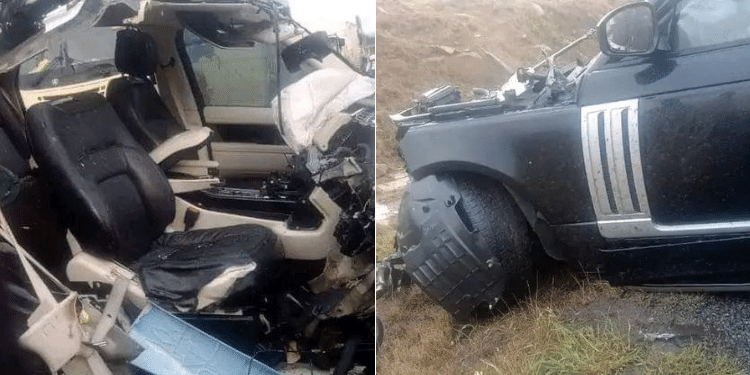 Accident Scene After A Ranger Rover And Canter Collided Head On. Photo/Courtesy.