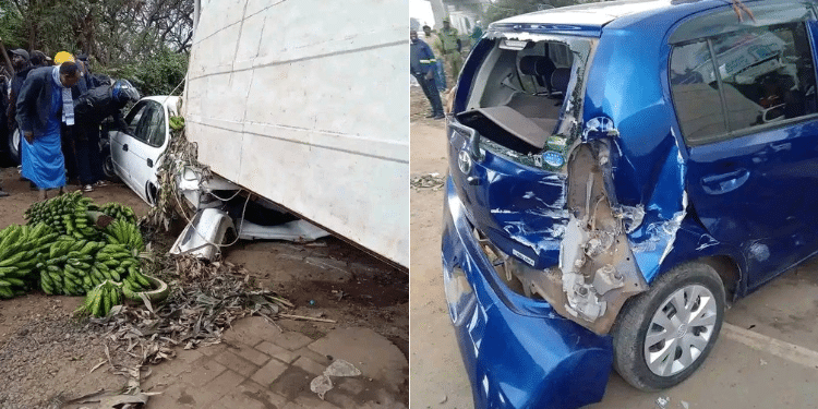 A Photo Of Bananas Spilt And Another Car Involved In The Accident. Photo/ Courtesy