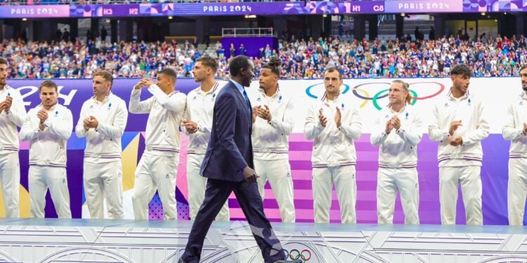 Kenya'S Regby Legend Humphrey Kanyange Walks To The Podium At The Paris Olympics To Present Medals And After The Seevens Final. 