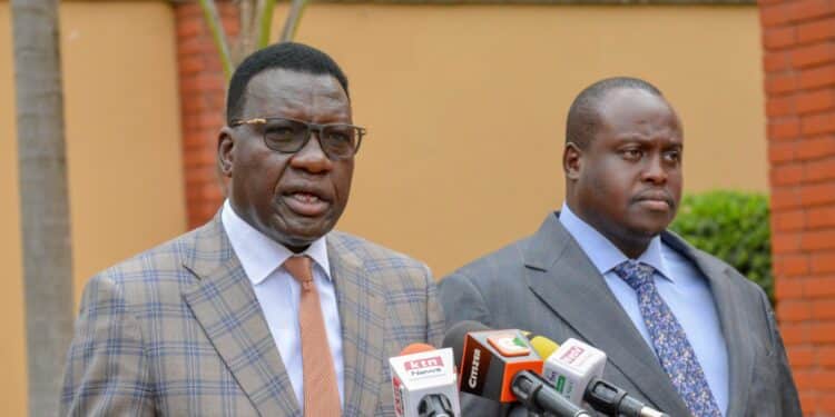Energy Cabinet Secretary Davis Chirchir (Left) And Epra Director General Daniel Kiptoo Addresses A Past Press Conference In Nairobi. Photo/Epra