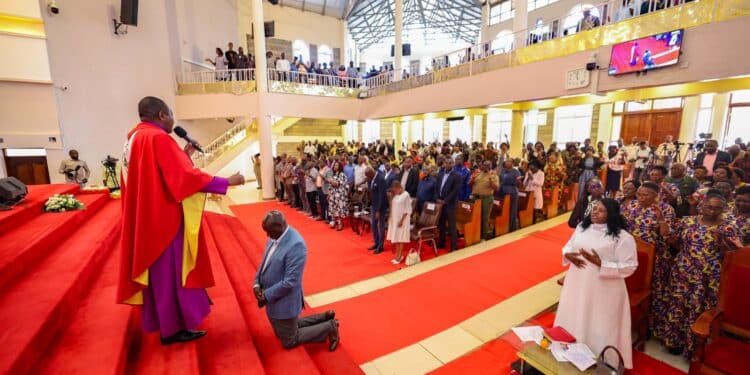 Presiding Bishop Dr. Mutwiri Nteere Prays For Dp Rigathi Gachagua At The Faithful Of Mck All Saints, Kinoru, Meru County On September 29, 2024. Photo/ Dpps.