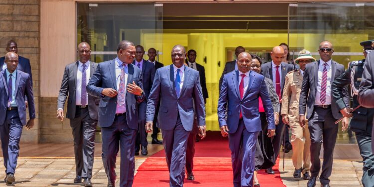 President William Ruto, Css Justin Mururi And Kithure Kindiki At A Past Event. Photo/Courtesy.