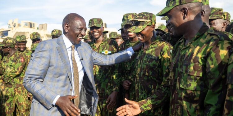 President William Ruto When He Visited Kenyan Police In Haiti. Photo/Pcs.