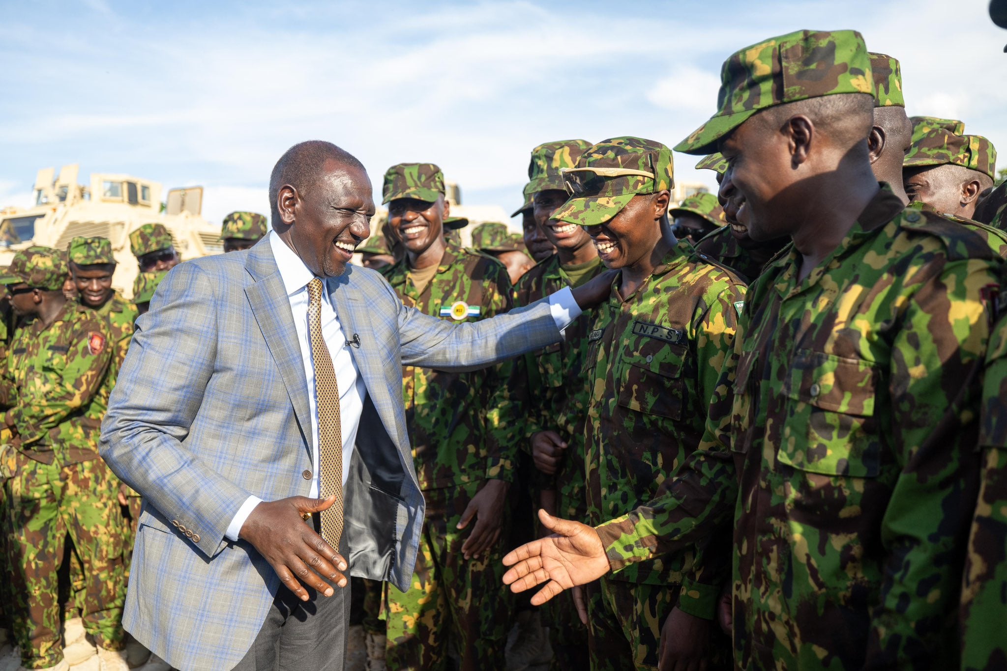 President William Ruto When He Visited Kenyan Police In Haiti. Photo/Pcs.