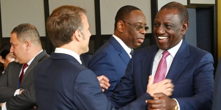 France President Picks Nairobi To Host Major Summit Presidents William Ruto And Emmanuel Macron During The Lunch Meeting In New York.image: Pcs