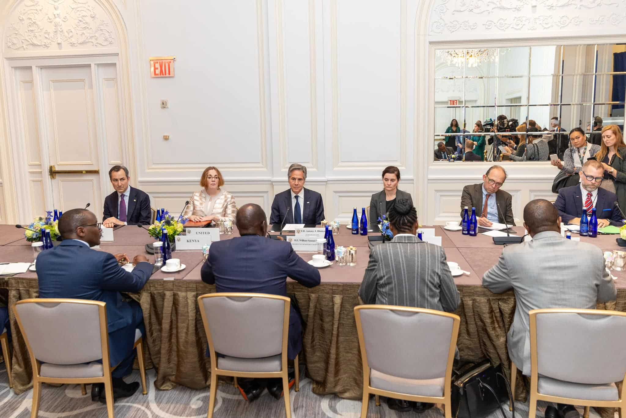 President Willian Ruto In A Meeting With Us Secretary Of State Anthony Blinken. Photo/Pcs.