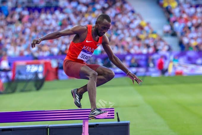 300M Steeplechase Diamond League Winner Amos Serem. Photo/ Carol Radull