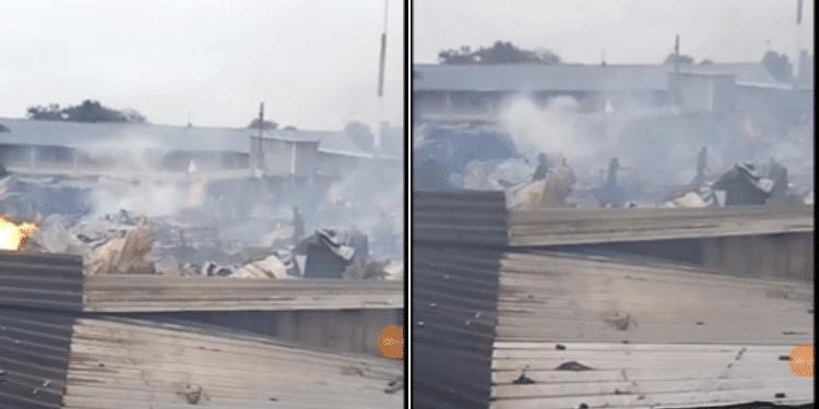 Screengrabs Of Burnt Down Stalls At Toi Market In Nairobi. Photo/Screengrab