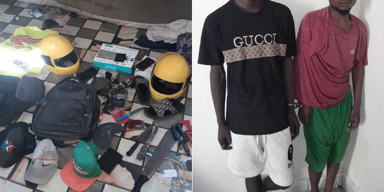A Photo Of The Two Suspects And Items Recovered At Their Hideout. Photo/ Dci.