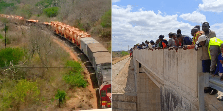 Images Of The Train That Derailed At Kibwezi And Residents At The Scene. Photo/ Ugc