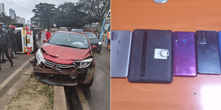 Gang Members Posing As Matatu Operators Cornered Vehicles Involved In The Accident That Led To The Arrest Of The Six Suspects. Photo/ Dci.