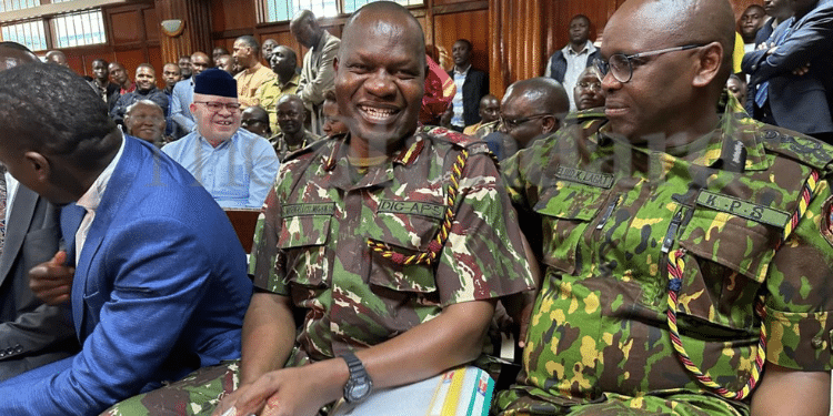 Deputy Police Ig Gilbert Masengelis And His Counterpart Eliud Lagat. Photo/ Nancy Gatonga