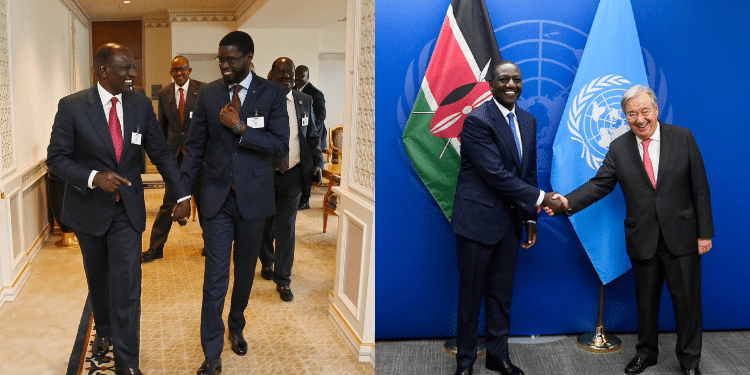 President William Ruto With United Nations Secretary-General António Guterres And President Bassirou Diomaye Faye Of Senegal. Photo/ Pcs.