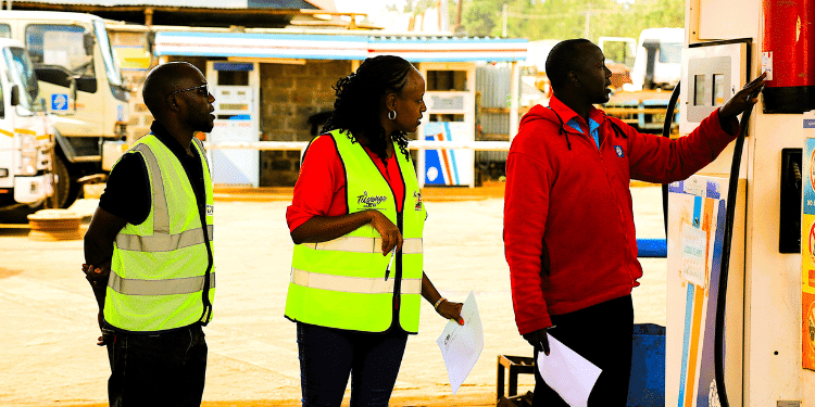 The Epra Public Education And Advocacy Team Engaging With Petroleum Retail Station Attendants Within Uasin Ngisu County On Safety And Compliance Within The Lpg, Petroleum And Electricity Sub-Sectors. Photo/ Epra