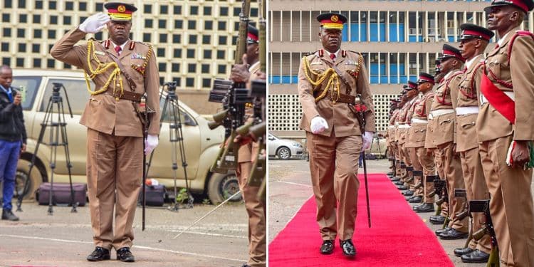 Newly Appointed Deputy Police Ig Gilbert Masengeli Inspects The Guard Of Aps Officers During The Handing Over Ceremony. Photo/Nps