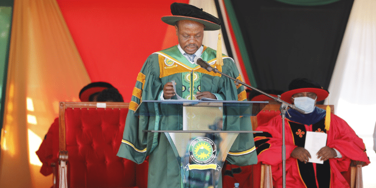 Meru University Vice Chancellor Prof Romanius Odhiambo Congratulating The Graduating Class Of 2021. Photo/Meru University