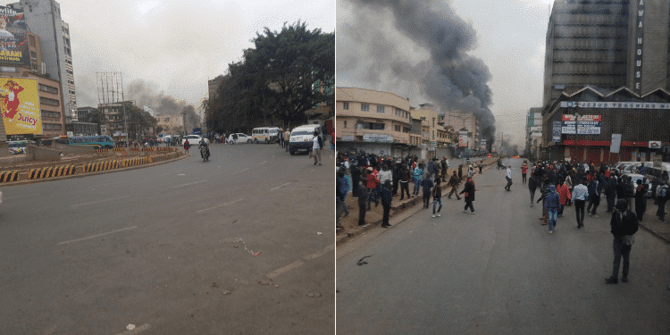 Traffic On September 12, 2024, Along Haile Selassie Avenue Affected As Fire Breaks Out At Nairobi’s Wakulima Market In The Central Business District. Photo/Edgarwabwire X