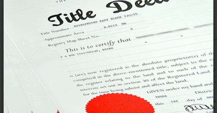 A Title Deed Sample. Photo/ Nmg