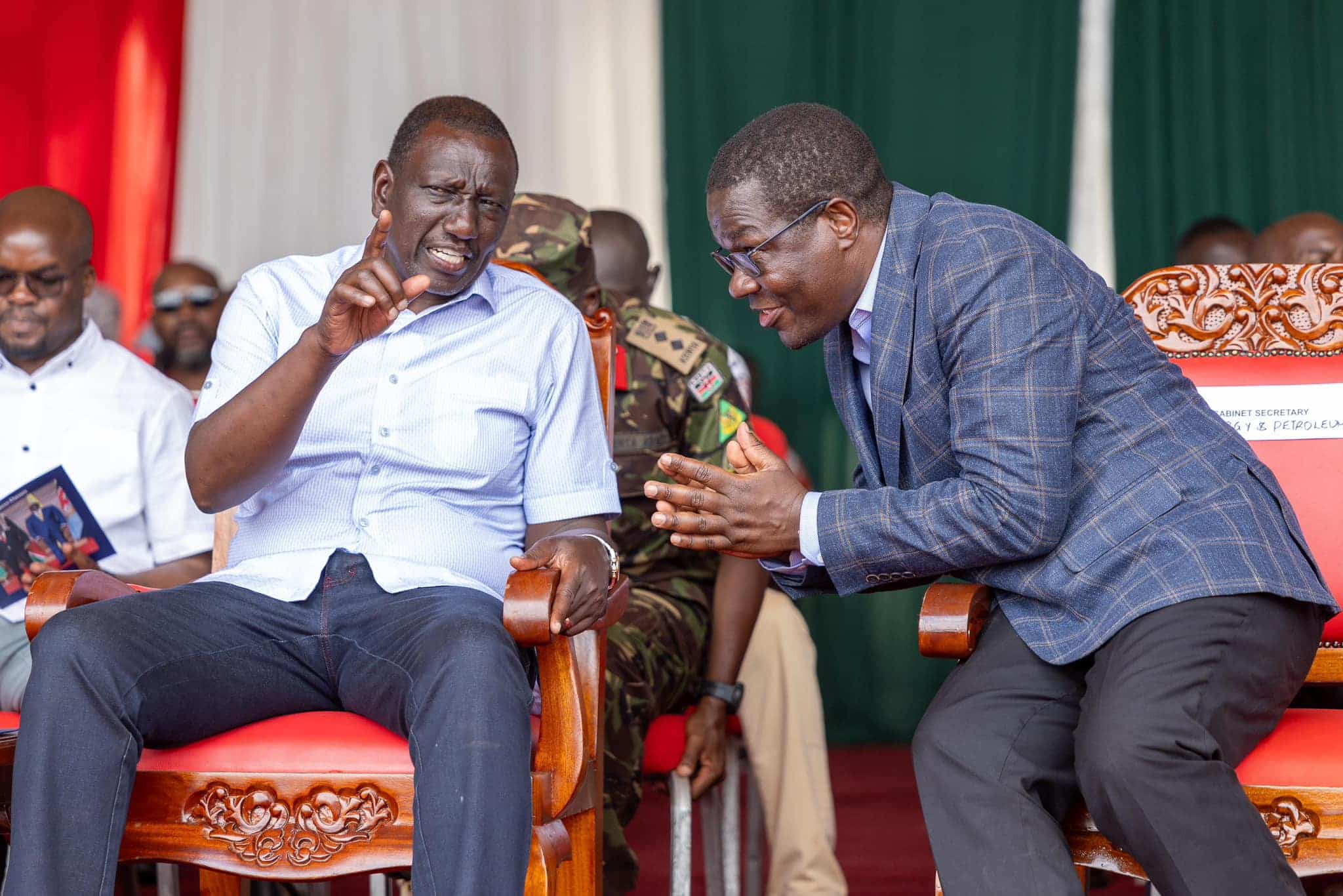 President William Ruto And Energy Cs Opiyo Wandayi During His Tour Of Nyanza Region. Photo/Pcs.