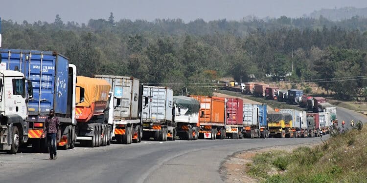 Long Distance Trucks Along The Malaba-Bungoma Highway. Photo/ Star
